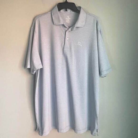 Rhoback Polo Mens XXL 2XL Blue Striped Short Sleeve Performance Stretch - Picture 2 of 10